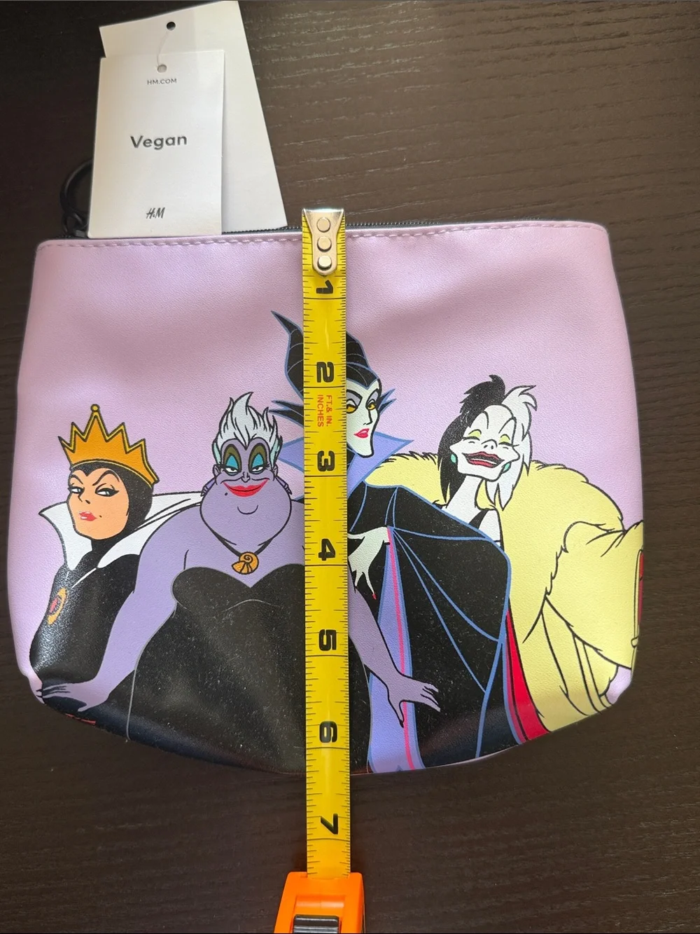 NWT Vegan H and M Disney Villains Purple Cosmetic Pouch - Icon Character Print